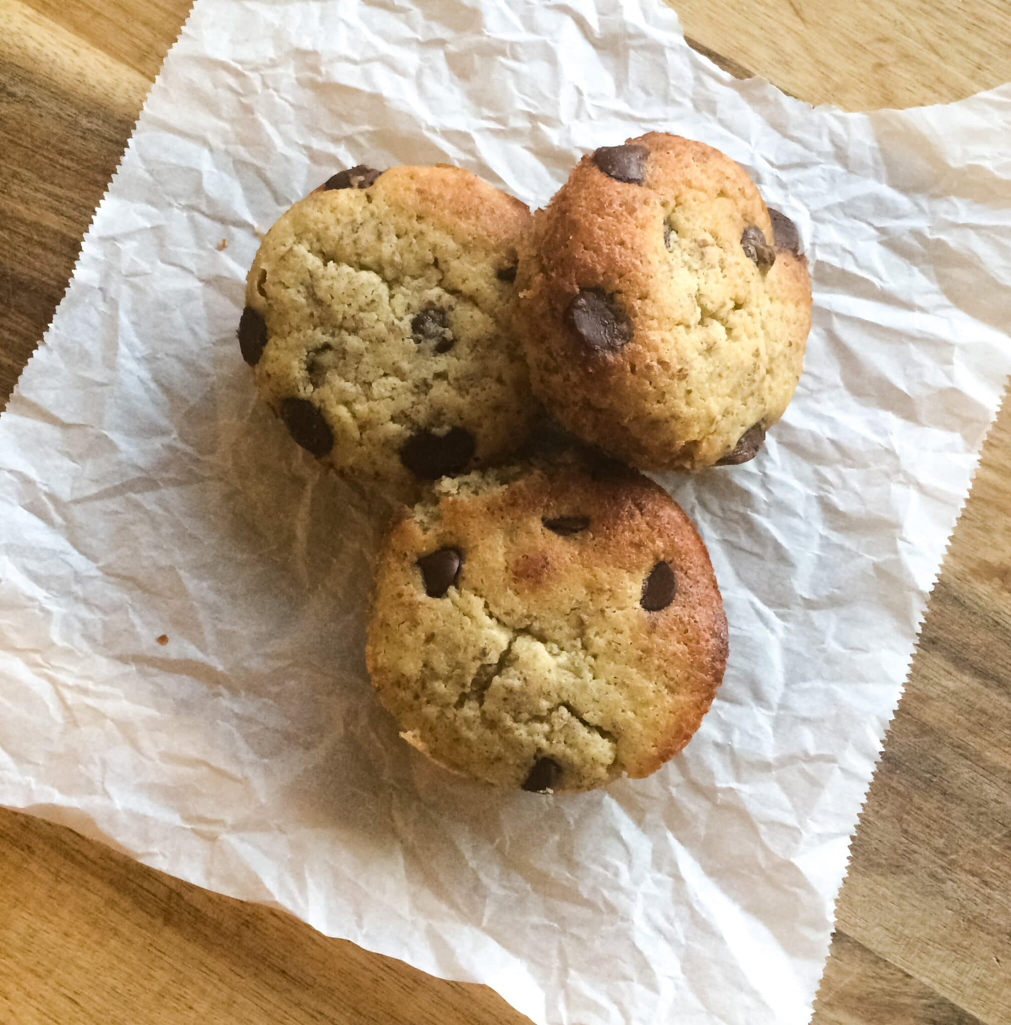 banana bread muffins made with almond flour and chocolate chips