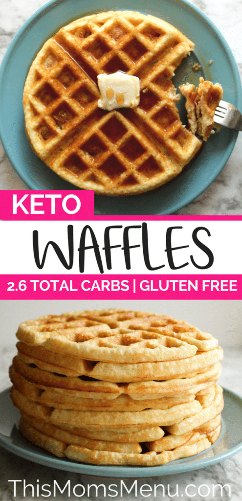 two image collage of keto waffles with text overlay