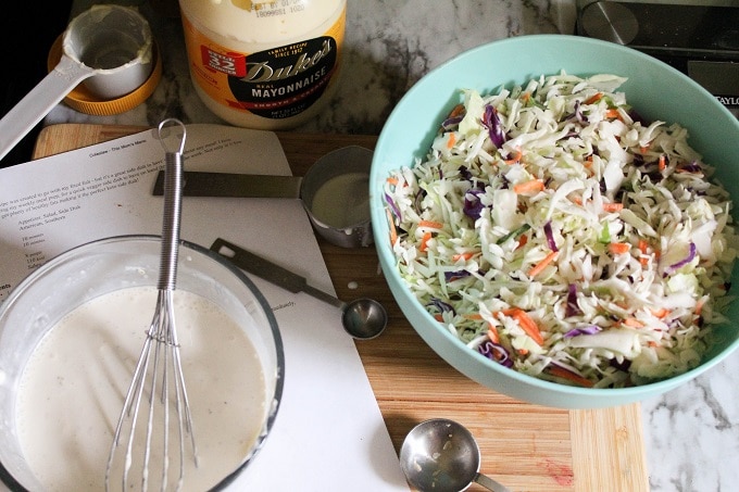 Assembly of low carb coleslaw