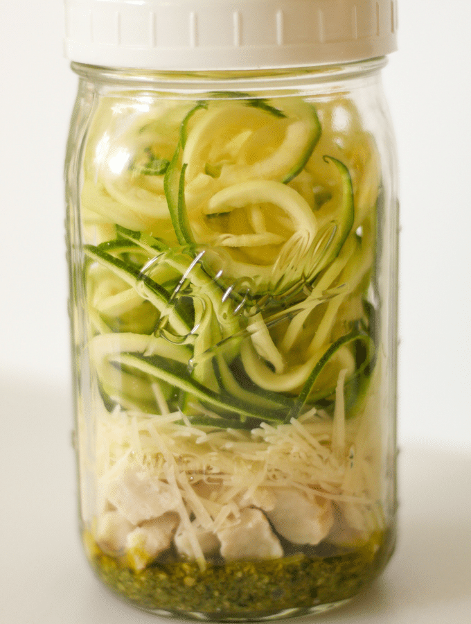 Chicken, Pesto and Zoodle Mason Jar Meal | Low Carb