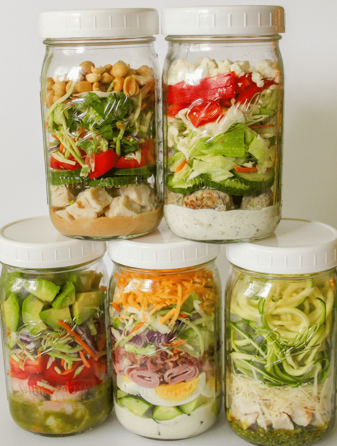 Easy, low carb Mason Jar Salads