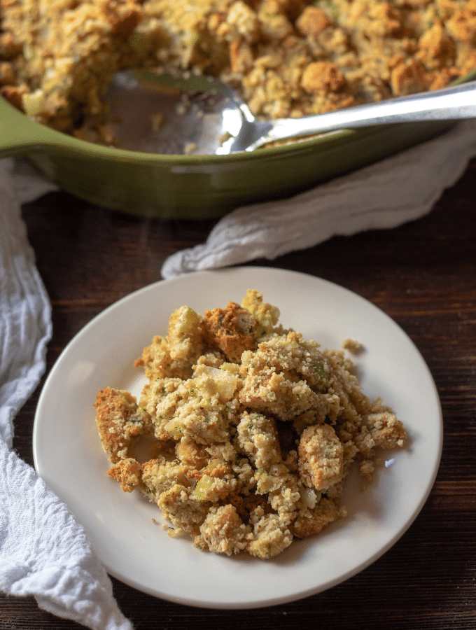 This Keto recipe for stuffing is just what your thanksgiving spread needs! You won't believe how much this tastes like the real thing! #keto #thankgiving #thismomsmenu