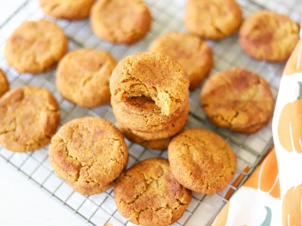 low carb pumpkin cookies cooling on a cooling rack