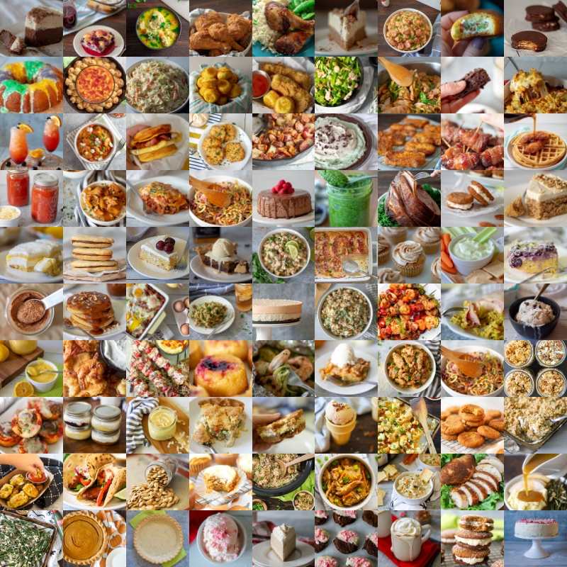 Photo collage with all the recipes published on this site n 2019