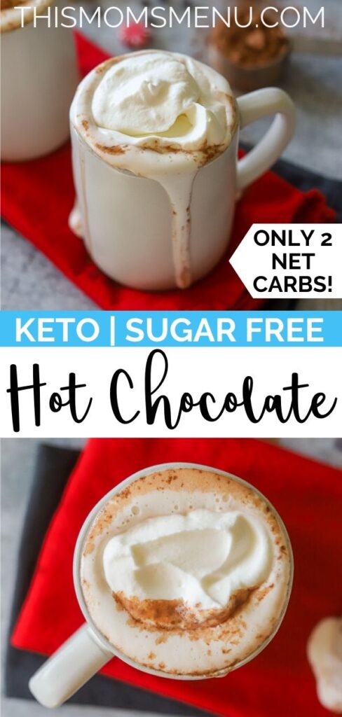 a two image collage for keto hot chocolate with text overlay