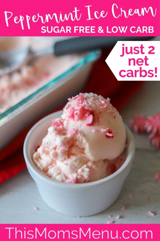 keto peppermint ice cream with text overlay