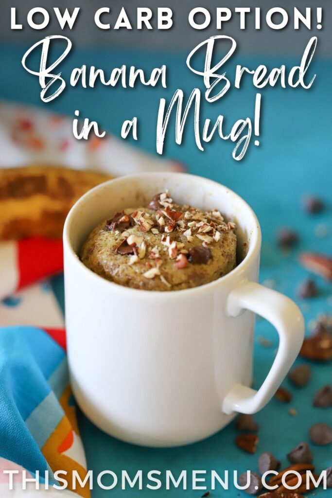 microwave banana bread in a mug with text overlay