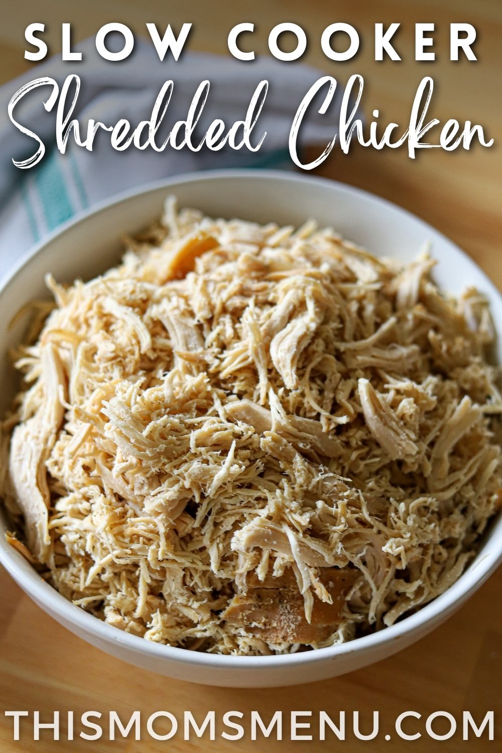 shredded chicken that was cooked in a crock pot.