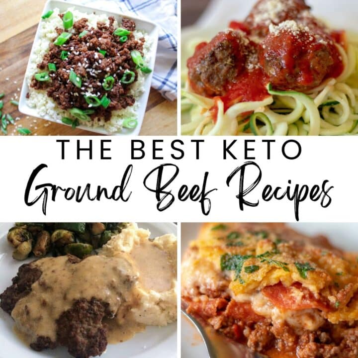 a photo collage with 4 keto ground beef resipes