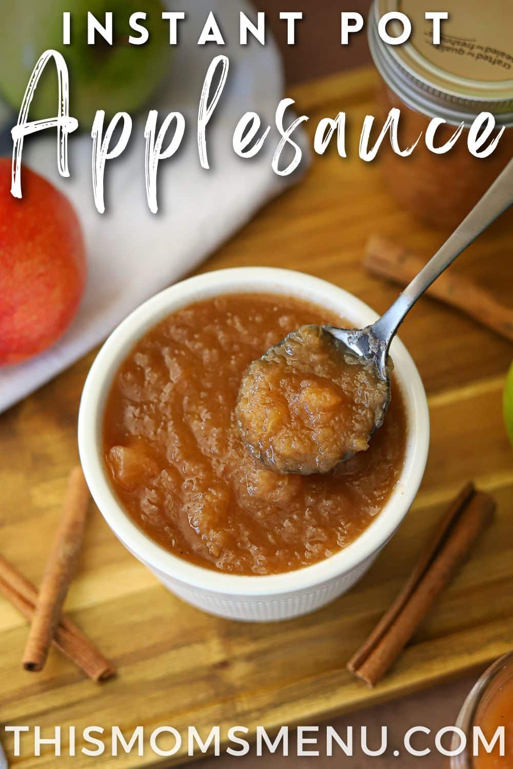 a bowl of chunky instant pot applesauce
