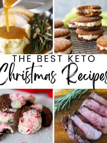 a photo collage showing several christmas recipes with the text 'the best keto Christmas recipes"