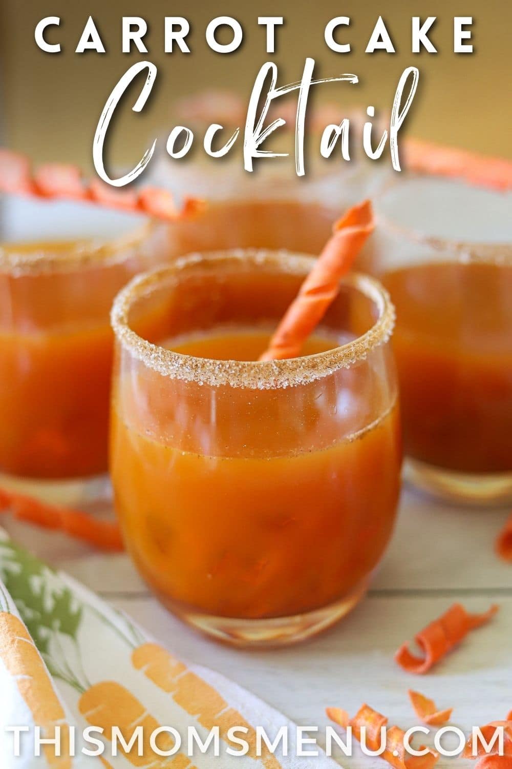 a pinterest image for a carrot cake cocktail