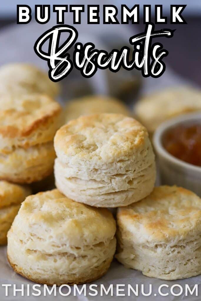an image of flakey biscuits with text overlay